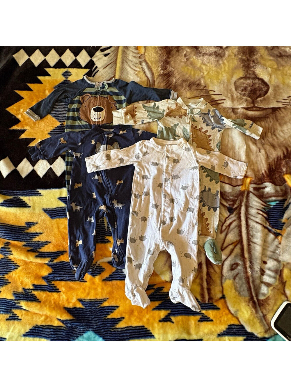 Lot of 4 Baby Boy Footed Pajamas Sleep & Play Set - Carter's / Child of Mine